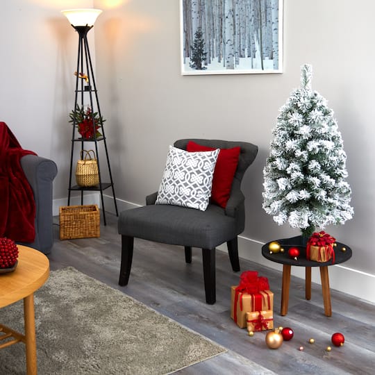 3ft. Pre-Lit Flocked West Virginia Fir Artificial Christmas Tree, Clear LED Lights